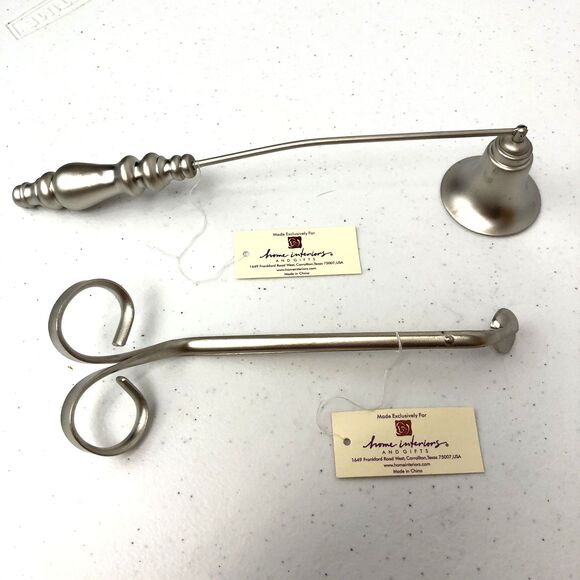 Home Interiors Brushed Pewter Candle Snuffer & Wick Scissors Vintage XMAS - Picture 1 of 6